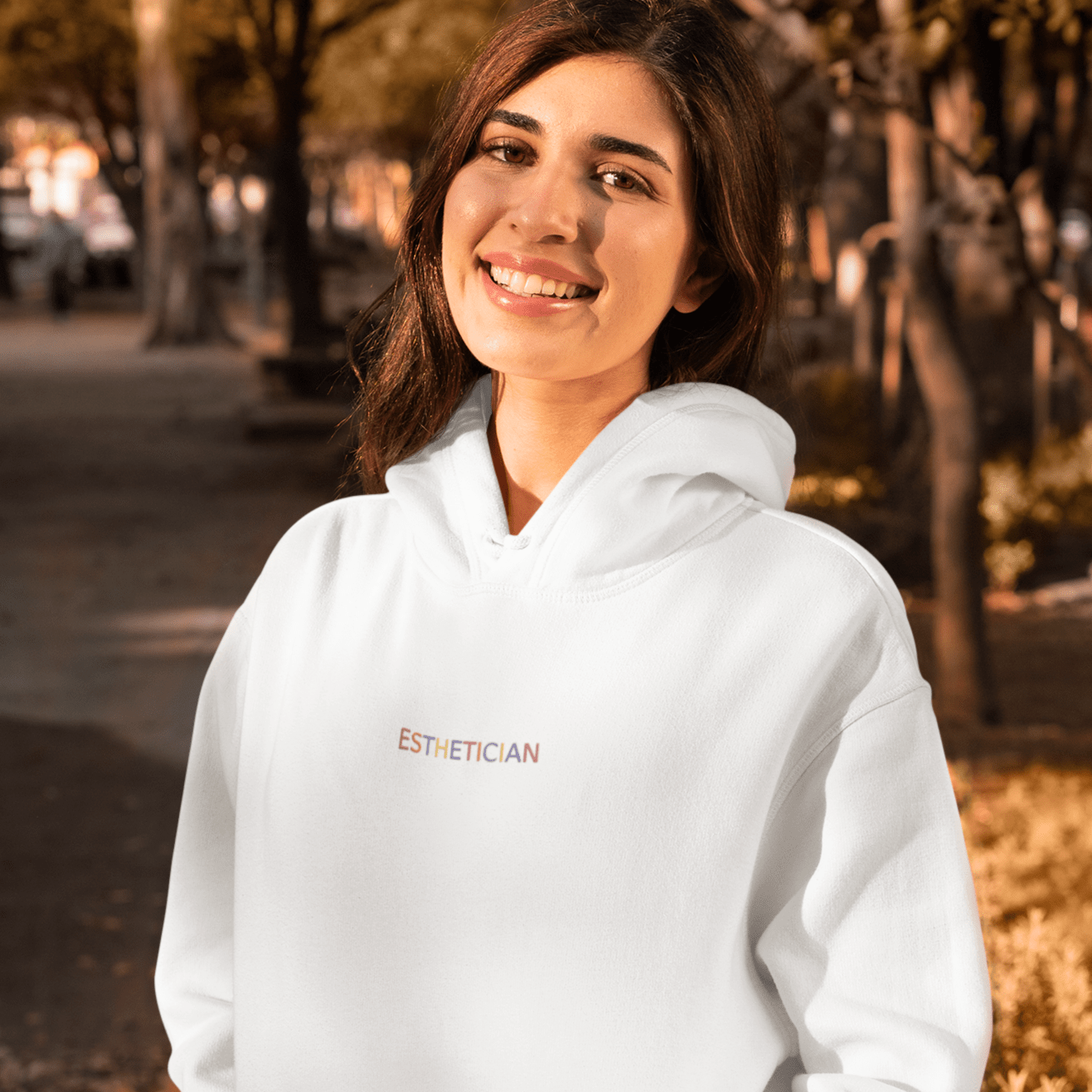 Embroidered white hoodie hotsell