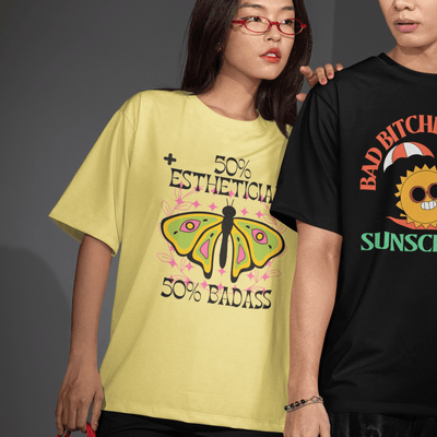 ButFirstSkin 50% Esthetician 50% Badass Butterfly T-Shirt Yellow / S