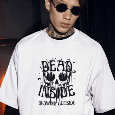 ButFirstSkin Dead Inside Glowing Outside Halloween T-Shirt S