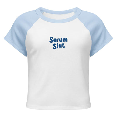 ButFirstSkin Serum Slut Baby Tee Embroidered White/Baby Blue / S