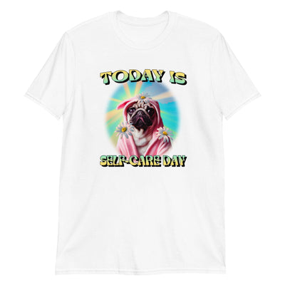ButFirstSkin Today Is Self Care Day Pug T-Shirt White / S