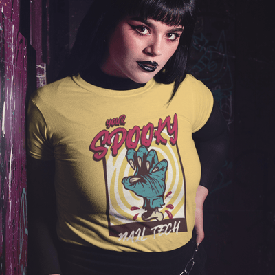 ButFirstSkin Your Spooky Nail Tech Halloween T-Shirt Yellow / S