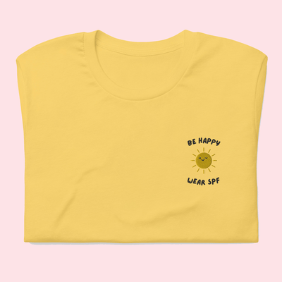Be Happy Wear SPF Embroidered T-Shirt Yellow / S | ButFirstSkin