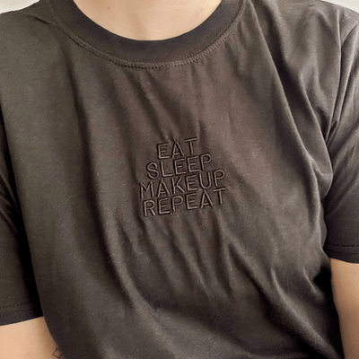 Eat Sleep Makeup Repeat Embroidered T-Shirt Black / S | ButFirstSkin