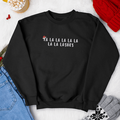 ButFirstSkin Fa La La La La La La La Lashes Embroidered Christmas Sweatshirt