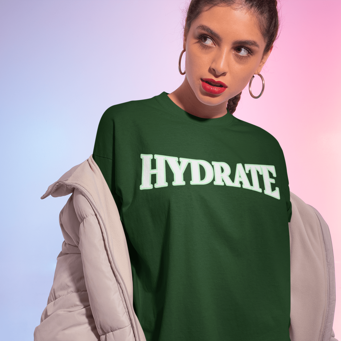 Hydrate T-Shirt Green White Grey Navy Oversized Tee | ButFirstSkin