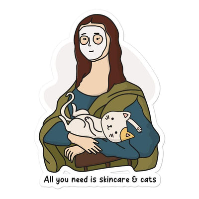 Skincare & Cats Mona Lisa Sticker 3x3 | ButFirstSkin