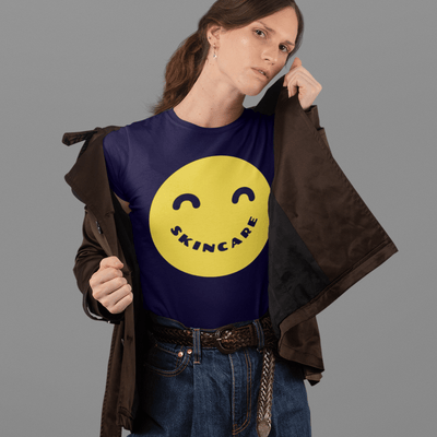 Skincare Smiley T-Shirt Navy / S | ButFirstSkin