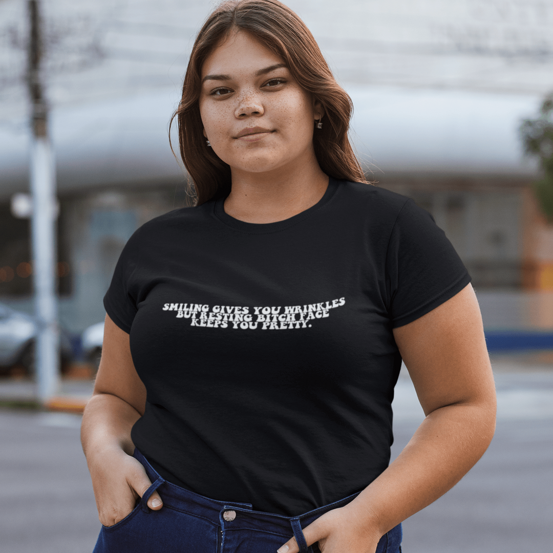 Smiling Gives You Wrinkles Resting Bitch Face T-Shirt